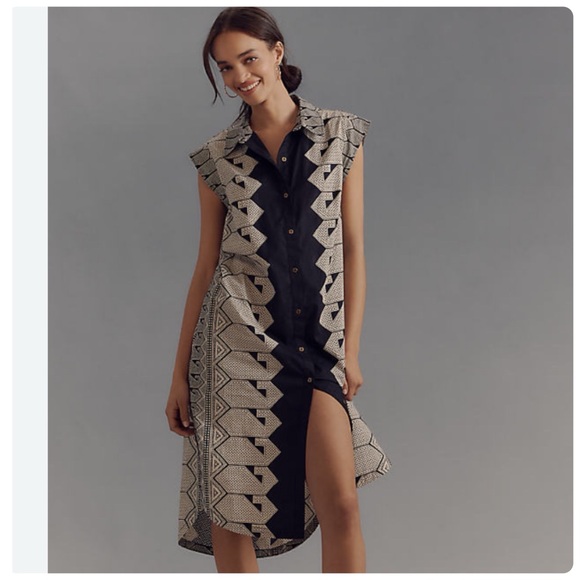 NWT Anthropologie Maeve The Lillian Button-Front Cotton Midi Dress, L - Picture 6 of 13